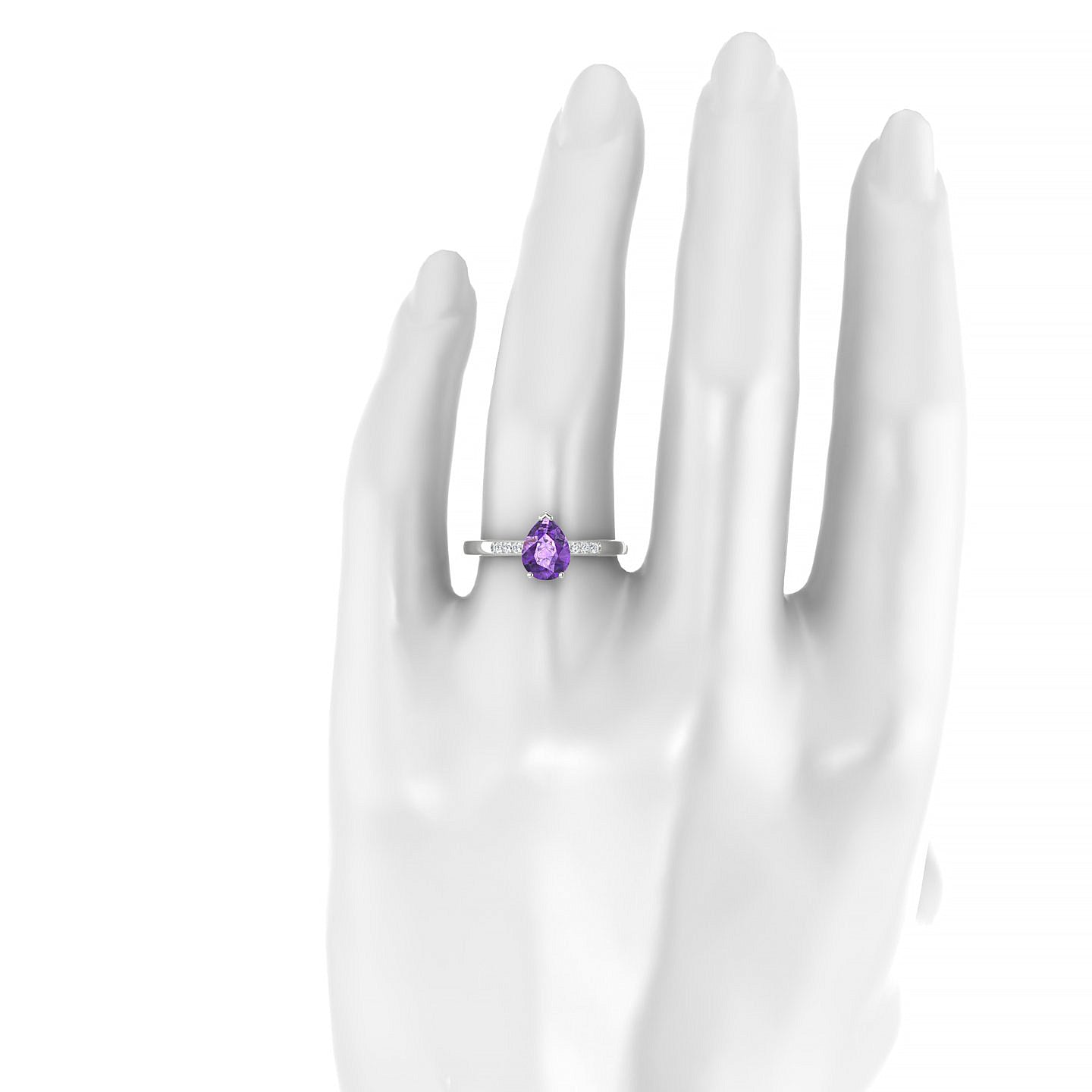 Exquisite | 18k White Gold 8 x 6 mm Pear Amethyst Ring