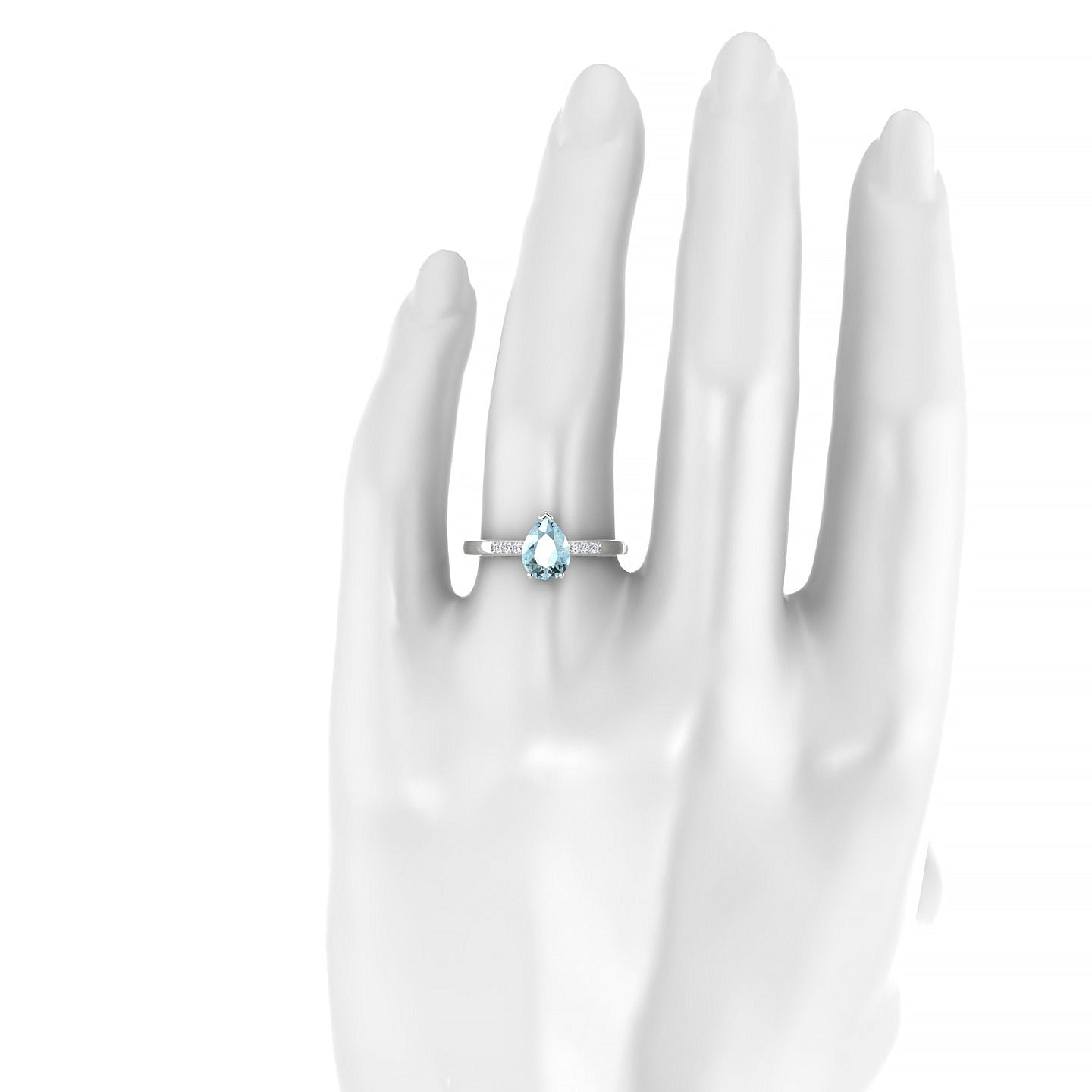 Exquisite | 18k White Gold 8 x 6 mm Pear Aquamarine Ring
