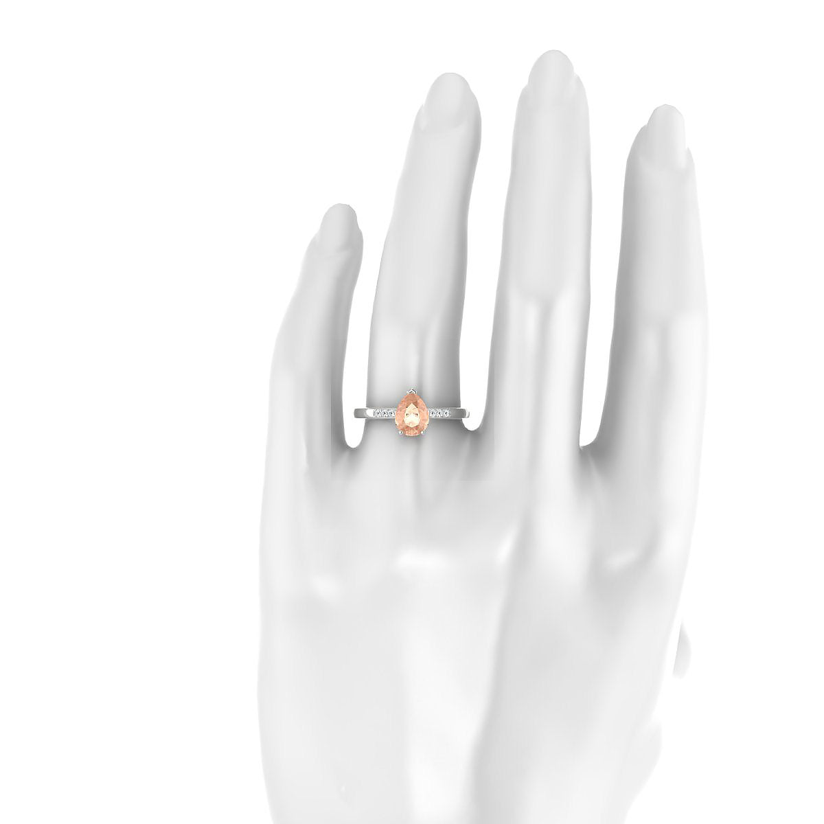 Exquisite | 18k White Gold 8 x 6 mm Pear Morganite Ring