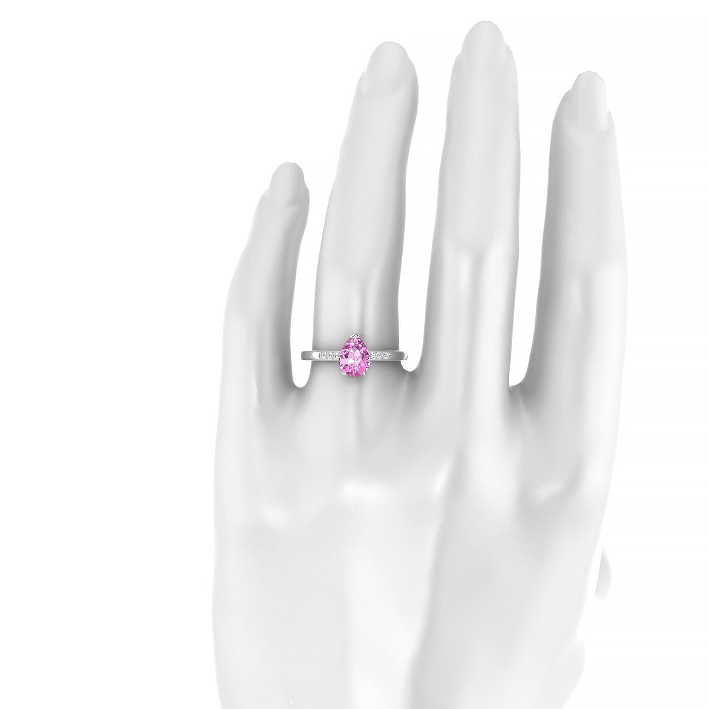 Exquisite | 18k White Gold 8 x 6 mm Pear Pink Sapphire Ring