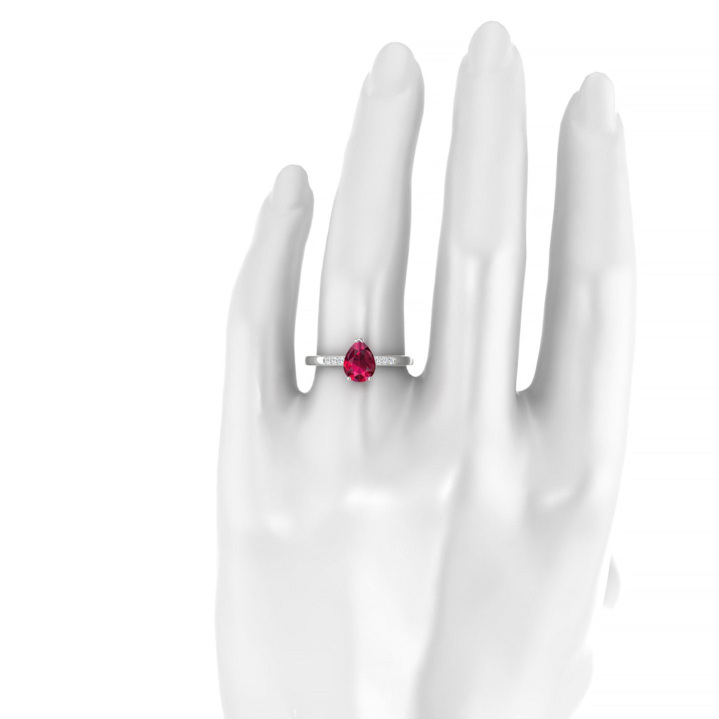 Exquisite | 18k White Gold 8 x 6 mm Pear Ruby Ring