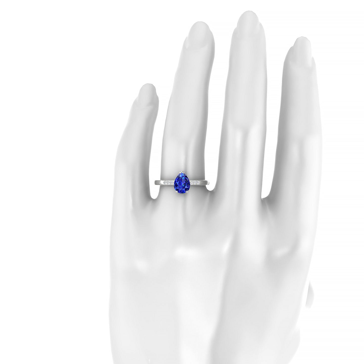 Exquisite | 18k White Gold 8 x 6 mm Pear Sapphire Ring