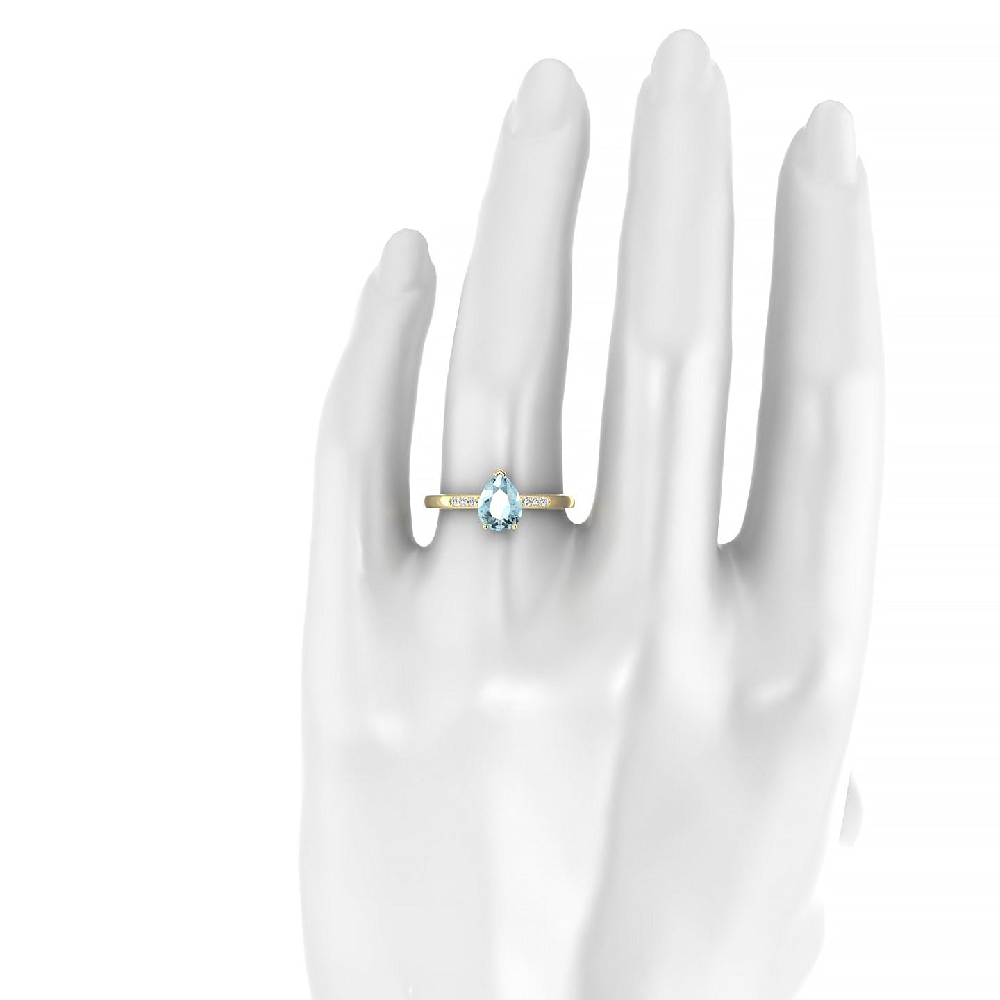 Exquisite | 18k Yellow Gold 8 x 6 mm Pear Aquamarine Ring