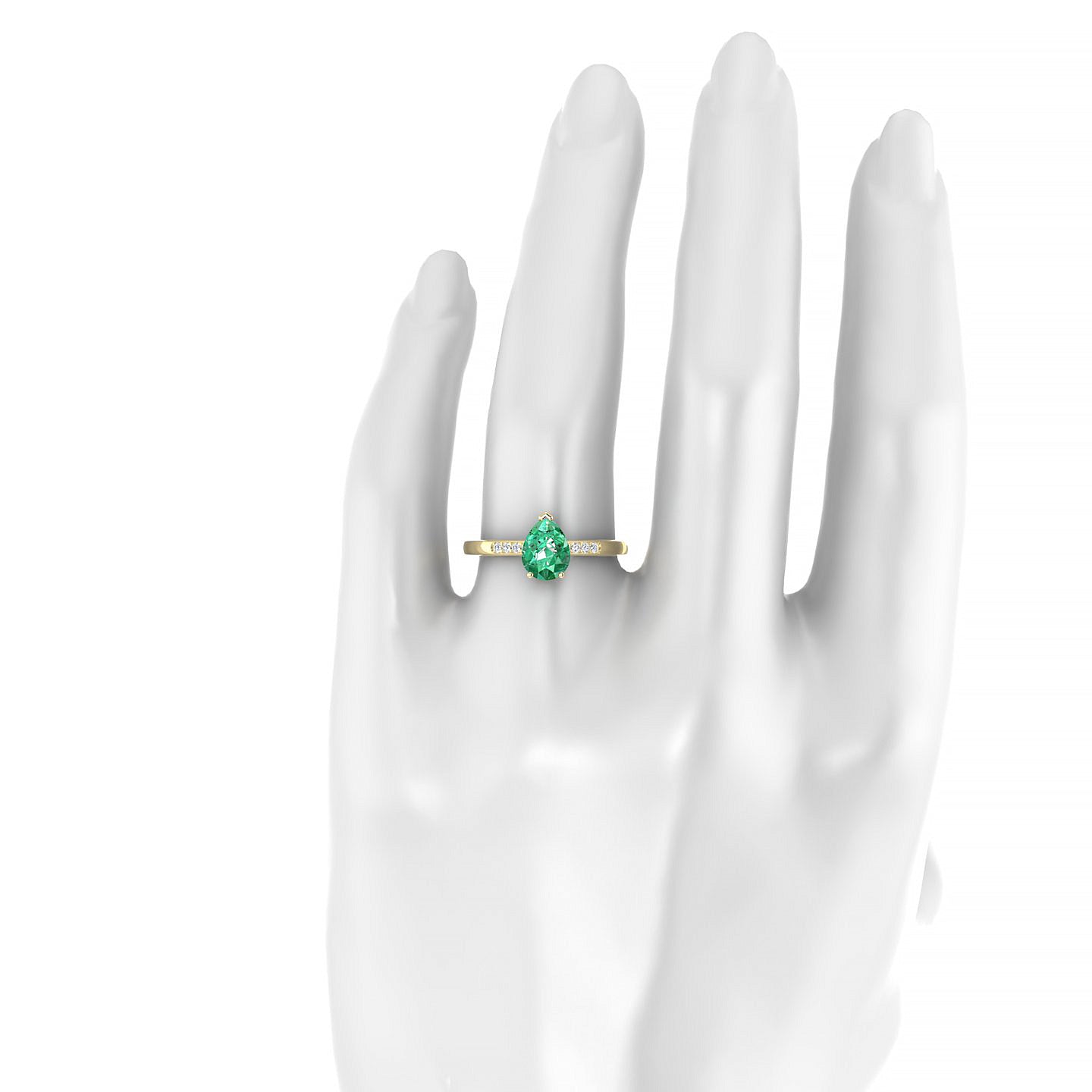 Exquisite | 18k Yellow Gold 8 x 6 mm Pear Emerald Ring