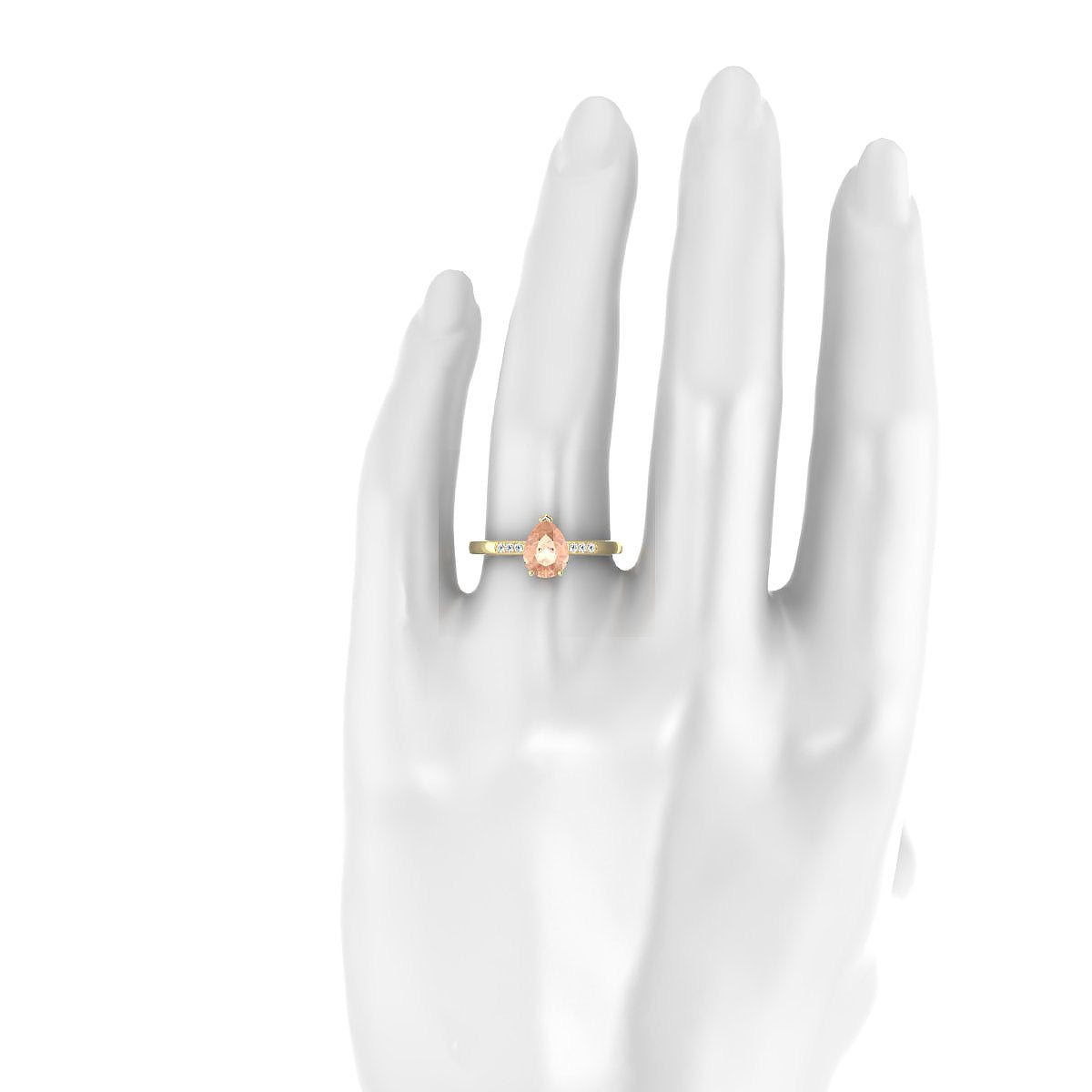 Exquisite | 18k Yellow Gold 8 x 6 mm Pear Morganite Ring