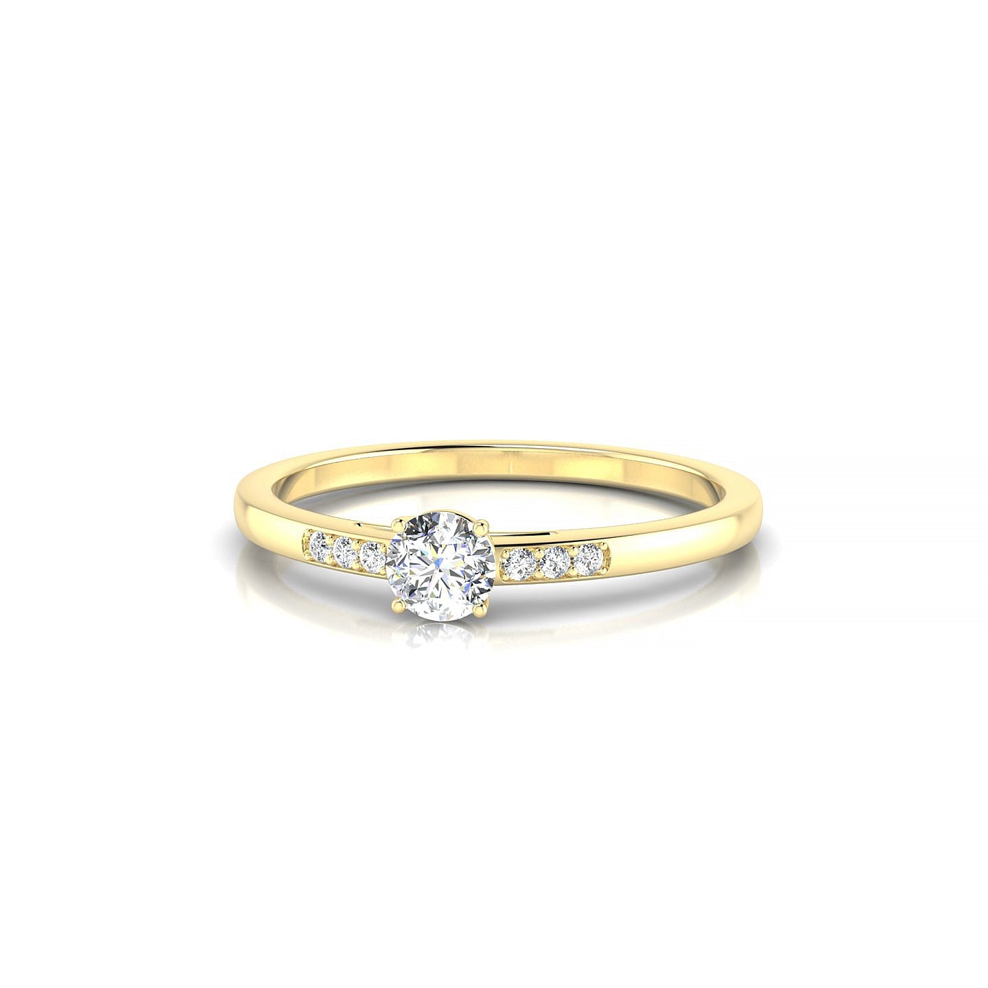 Exquisite | 18k Yellow Gold 3.7 mm Round Diamond Ring