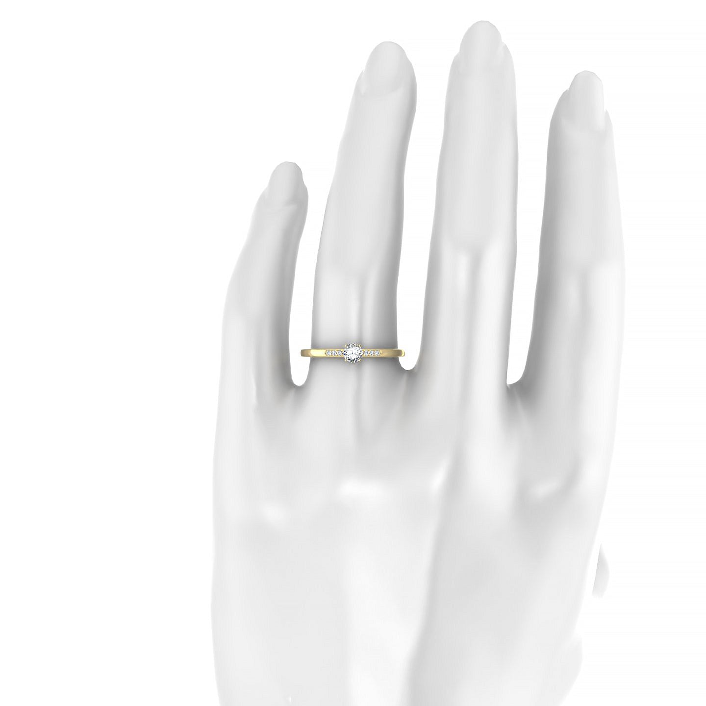 Exquisite | 18k Yellow Gold 3.7 mm Round Diamond Ring