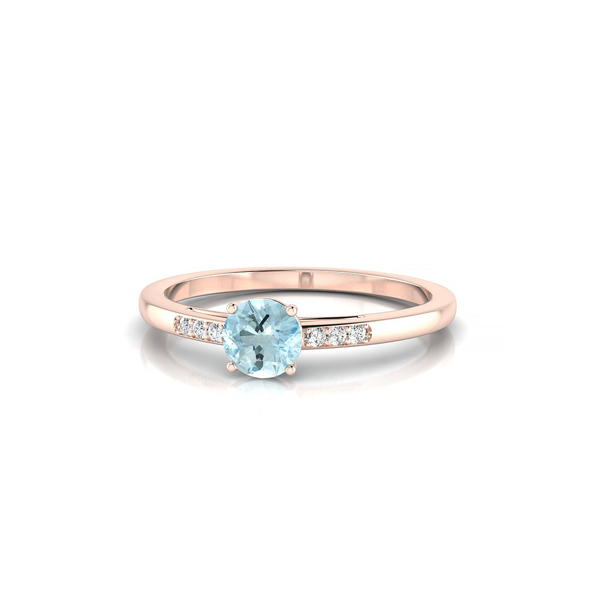 Exquisite | 18k Rose Gold 4.5 mm Round Aquamarine Ring