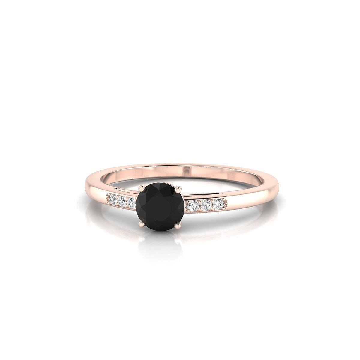 Exquisite | 18k Rose Gold 4.5 mm Round Black Diamond Ring
