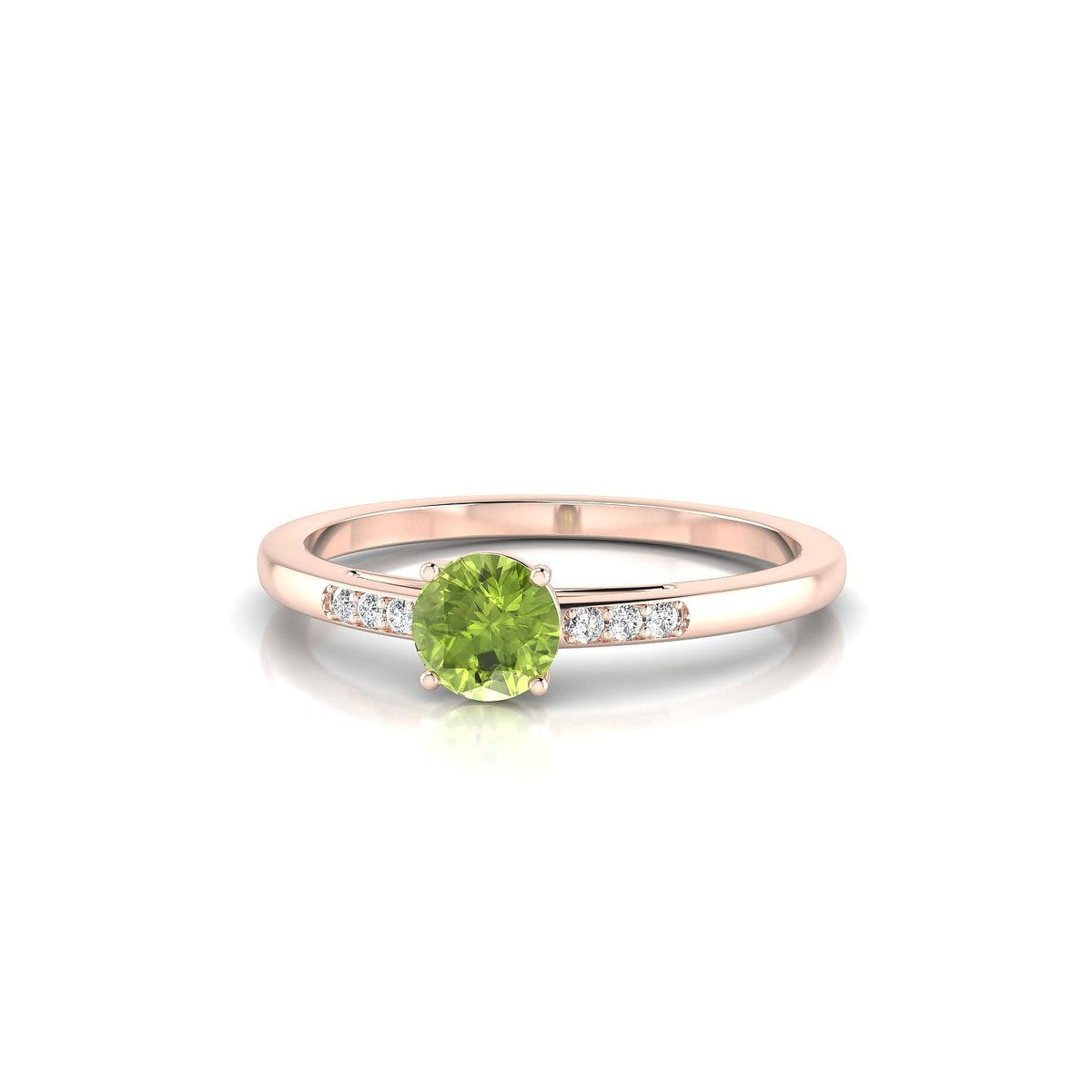 Exquisite | 18k Rose Gold 4.5 mm Round Peridot Ring