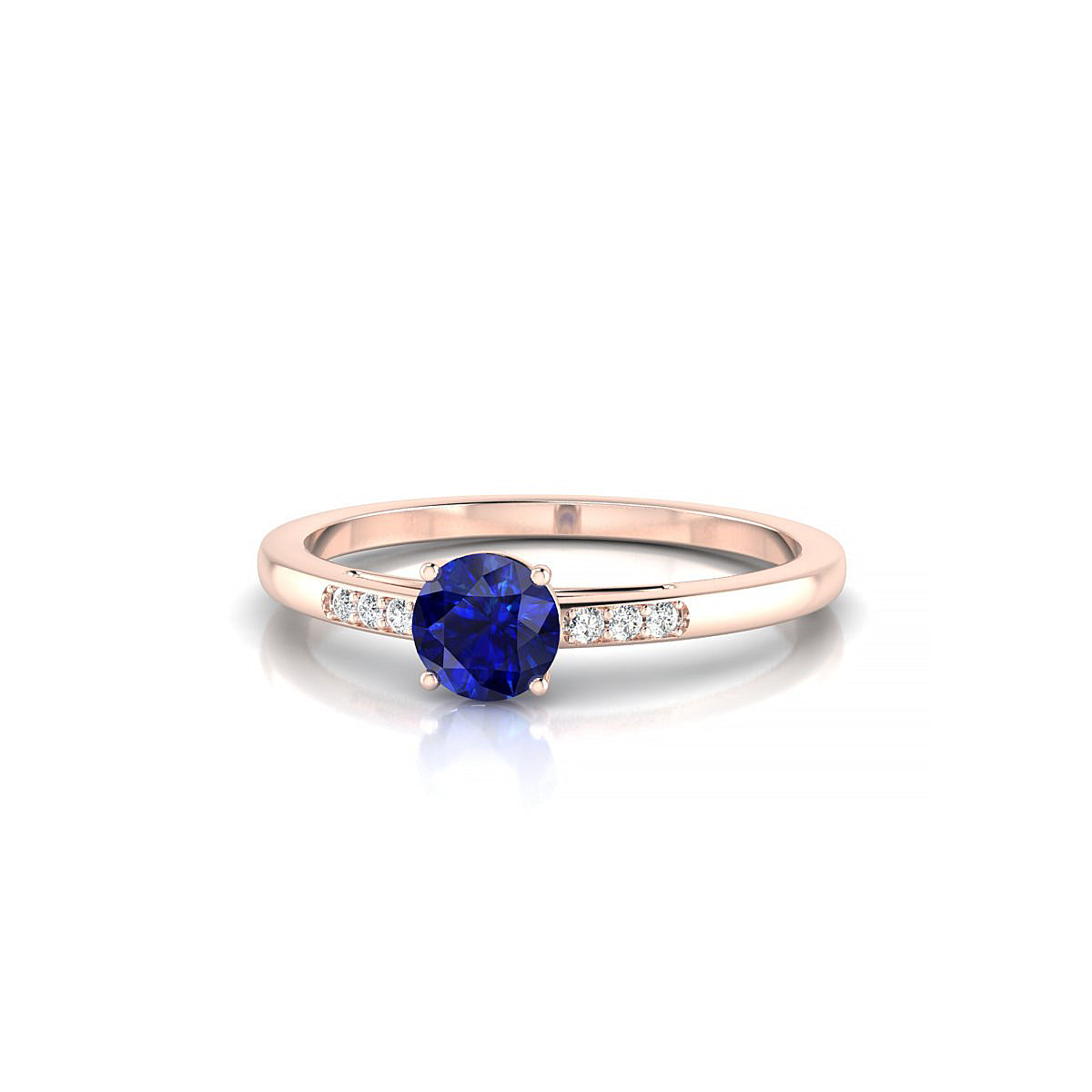 Exquisite | 18k Rose Gold 4.5 mm Round Sapphire Ring
