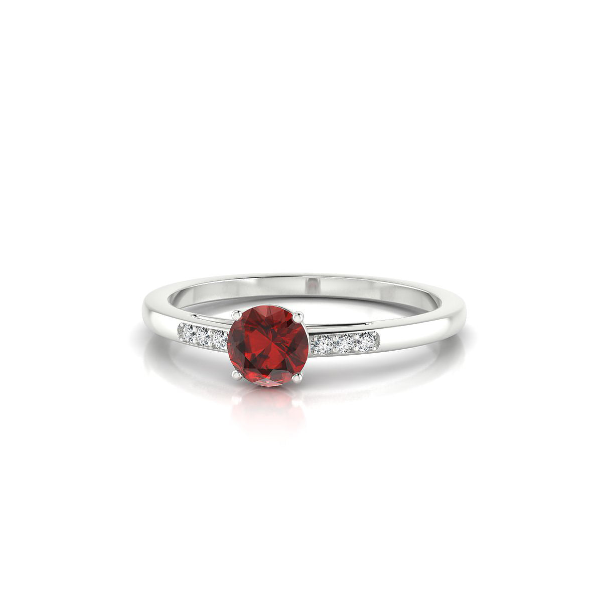 Exquisite | 18k White Gold 4.5 mm Round Garnet Ring