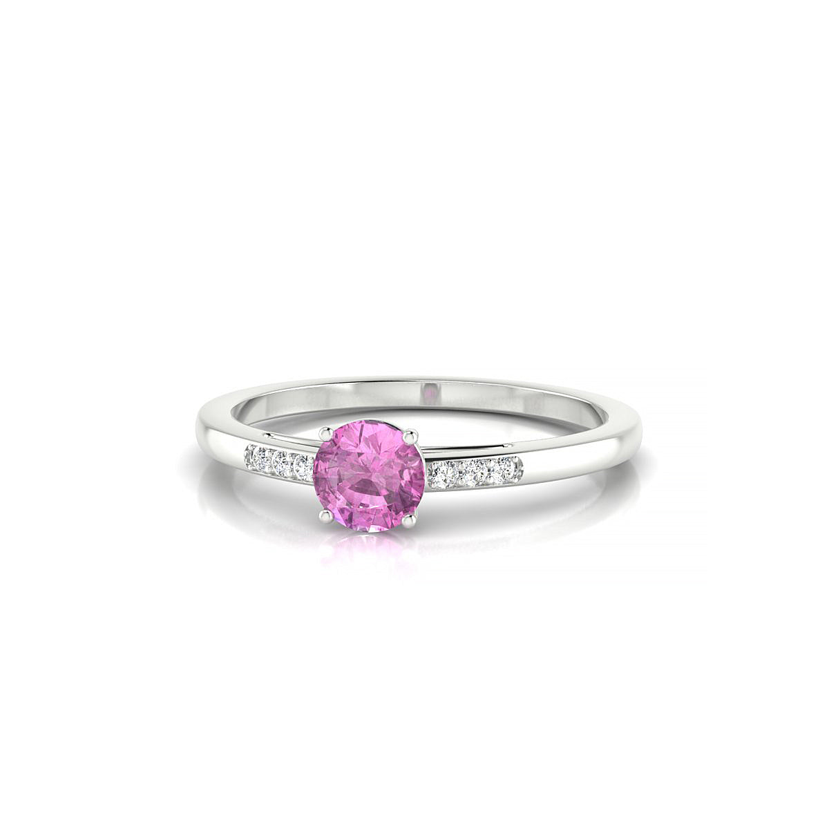 Exquisite | 18k White Gold 4.5 mm Round Pink Sapphire Ring