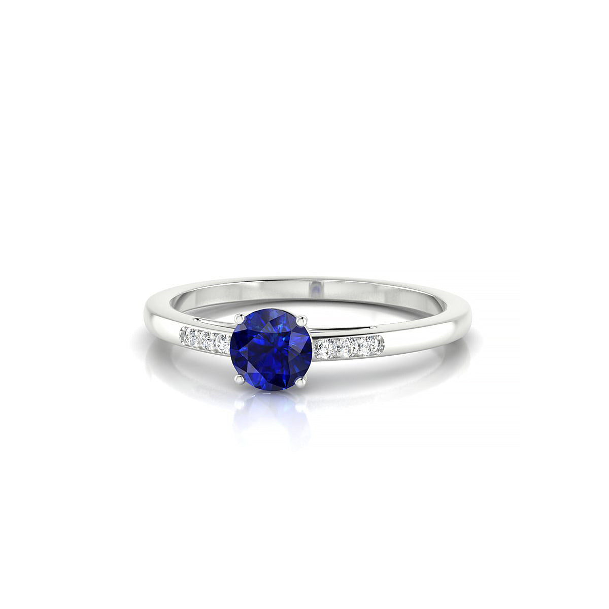 Exquisite | 18k White Gold 4.5 mm Round Sapphire Ring