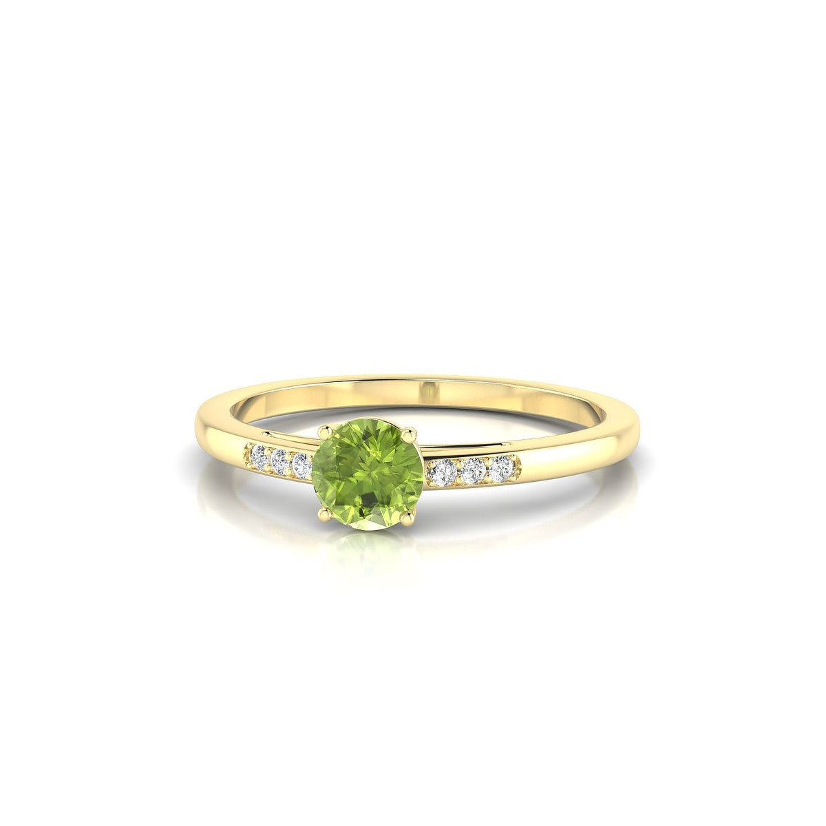 Exquisite | 18k Yellow Gold 4.5 mm Round Peridot Ring