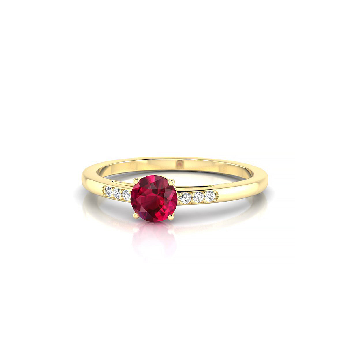Exquisite | 18k Yellow Gold 4.5 mm Round Ruby Ring