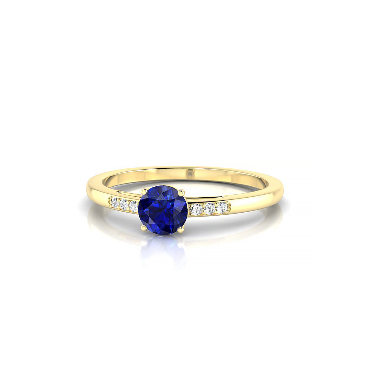 Exquisite | 18k Yellow Gold 4.5 mm Round Sapphire Ring