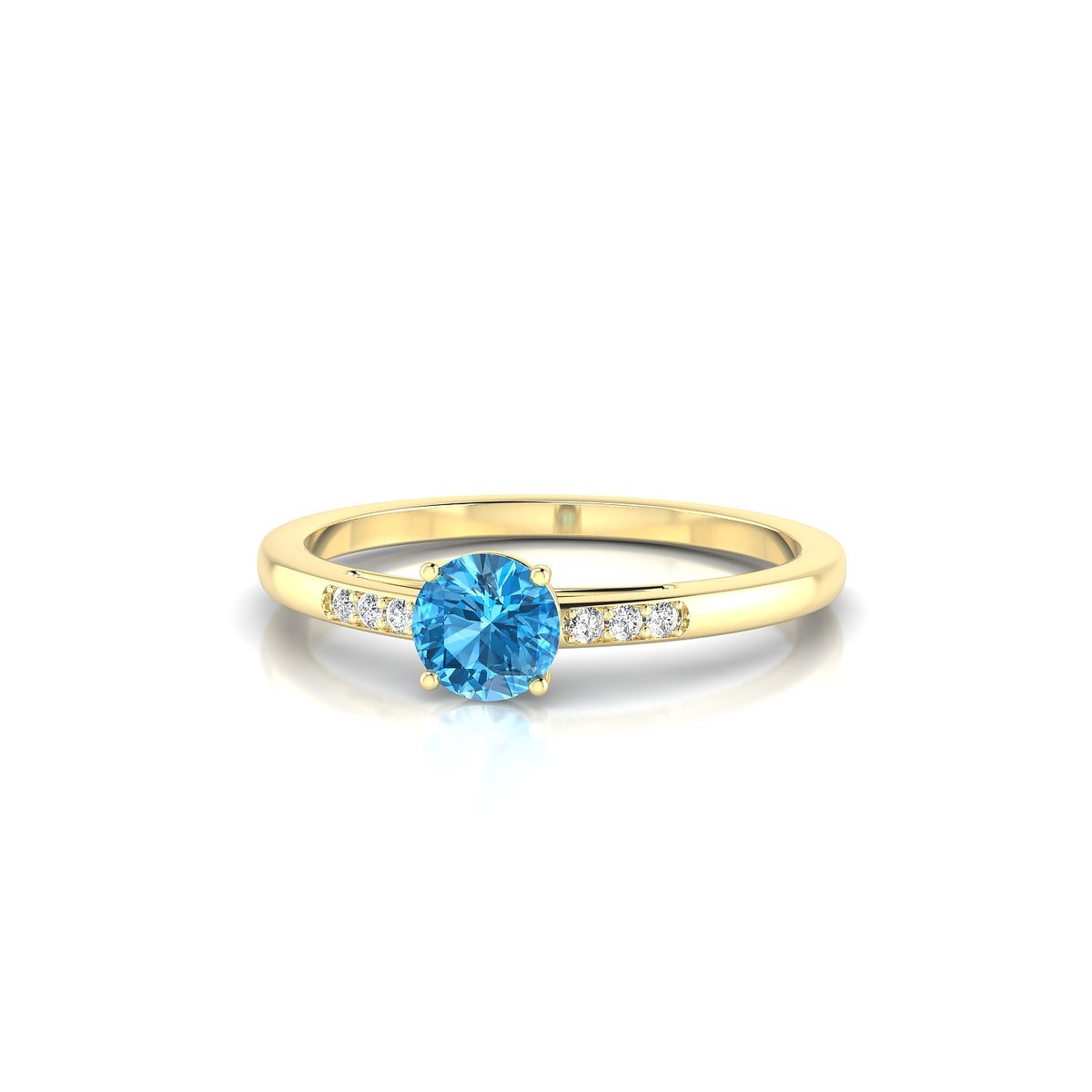 Exquisite | 18k Yellow Gold 4.5 mm Round Topaz Ring