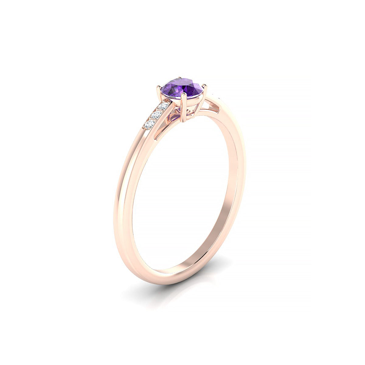 Exquisite | 18k Rose Gold 4.5 mm Round Amethyst Ring