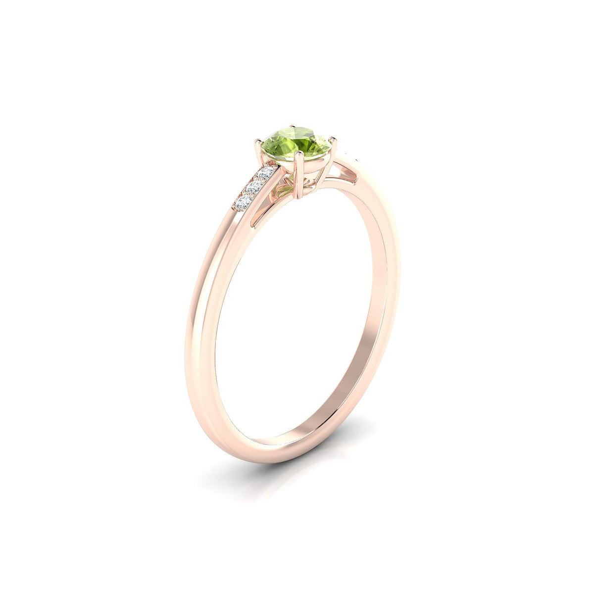 Exquisite | 18k Rose Gold 4.5 mm Round Peridot Ring