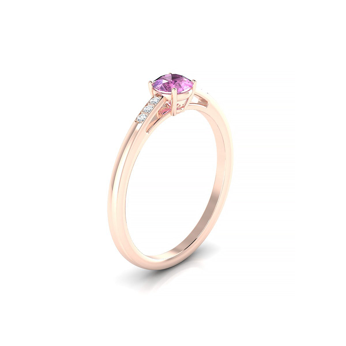 Exquisite | 18k Rose Gold 4.5 mm Round Pink Sapphire Ring