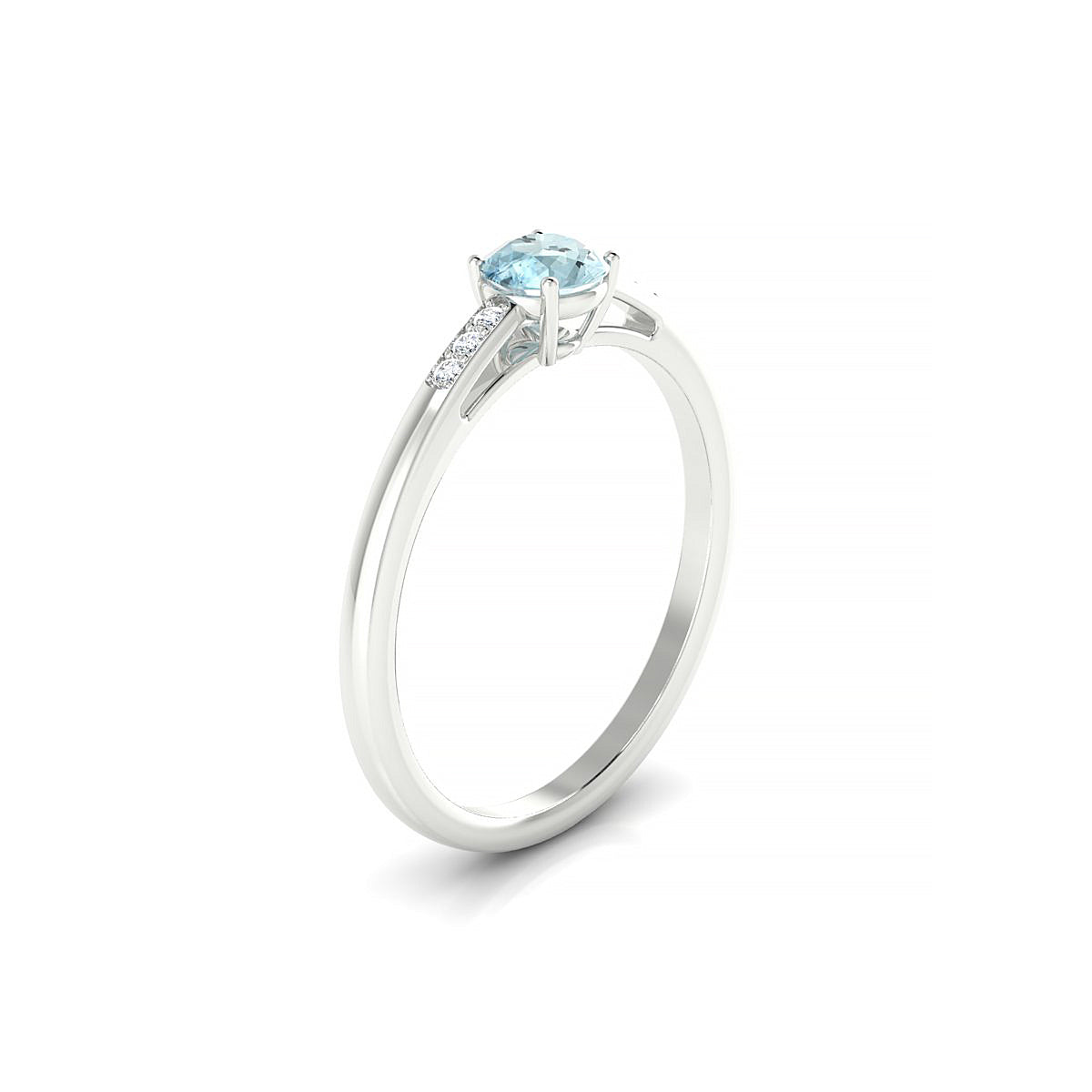 Exquisite | 18k White Gold 4.5 mm Round Aquamarine Ring