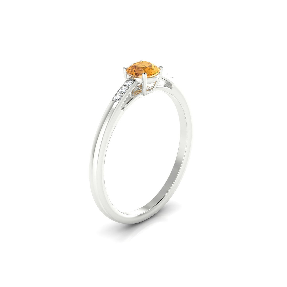 Exquisite | 18k White Gold 4.5 mm Round Citrine Ring