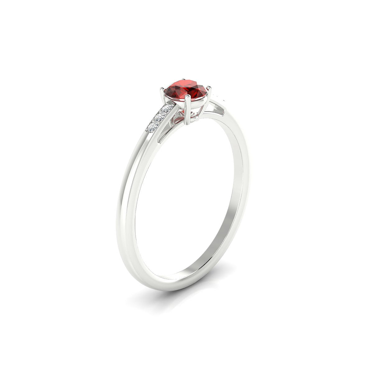 Exquisite | 18k White Gold 4.5 mm Round Garnet Ring