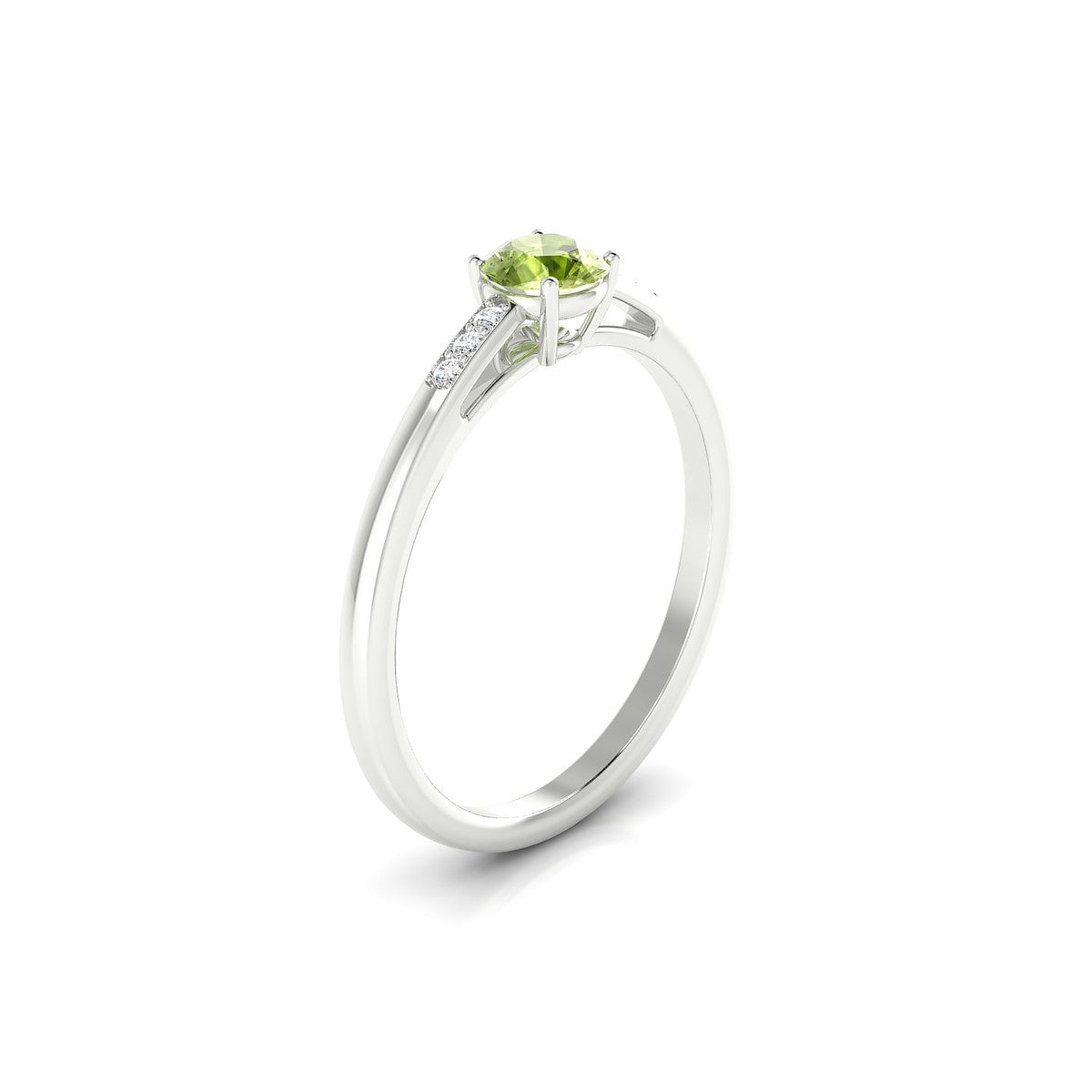 Exquisite | 18k White Gold 4.5 mm Round Peridot Ring