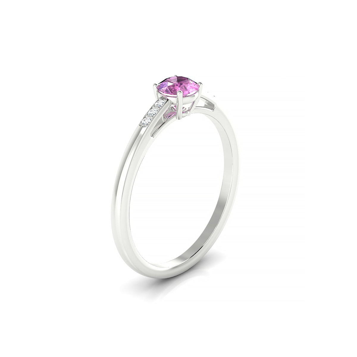 Exquisite | 18k White Gold 4.5 mm Round Pink Sapphire Ring