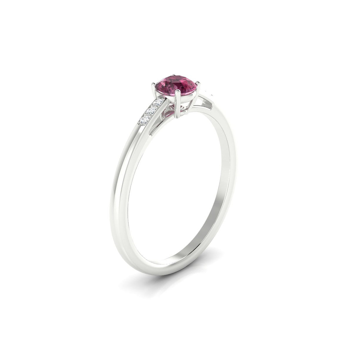 Exquisite | 18k White Gold 4.5 mm Round Rhodolite Ring