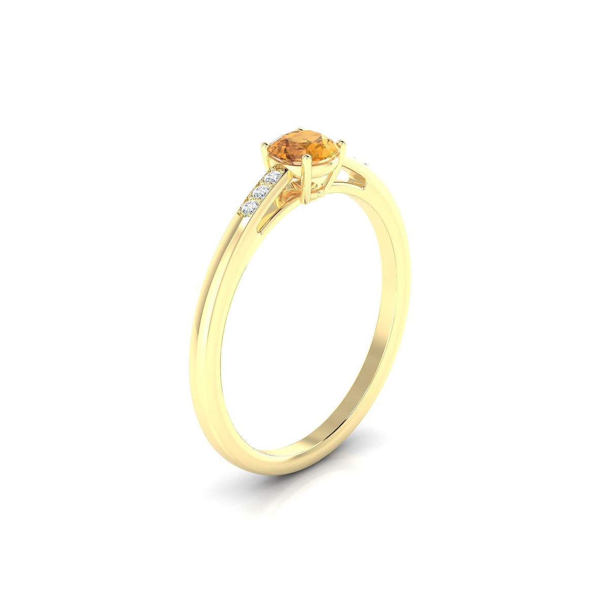 Exquisite | 18k Yellow Gold 4.5 mm Round Citrine Ring