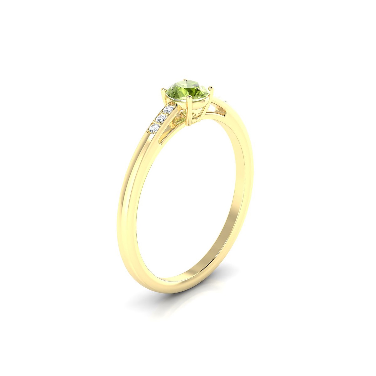 Exquisite | 18k Yellow Gold 4.5 mm Round Peridot Ring
