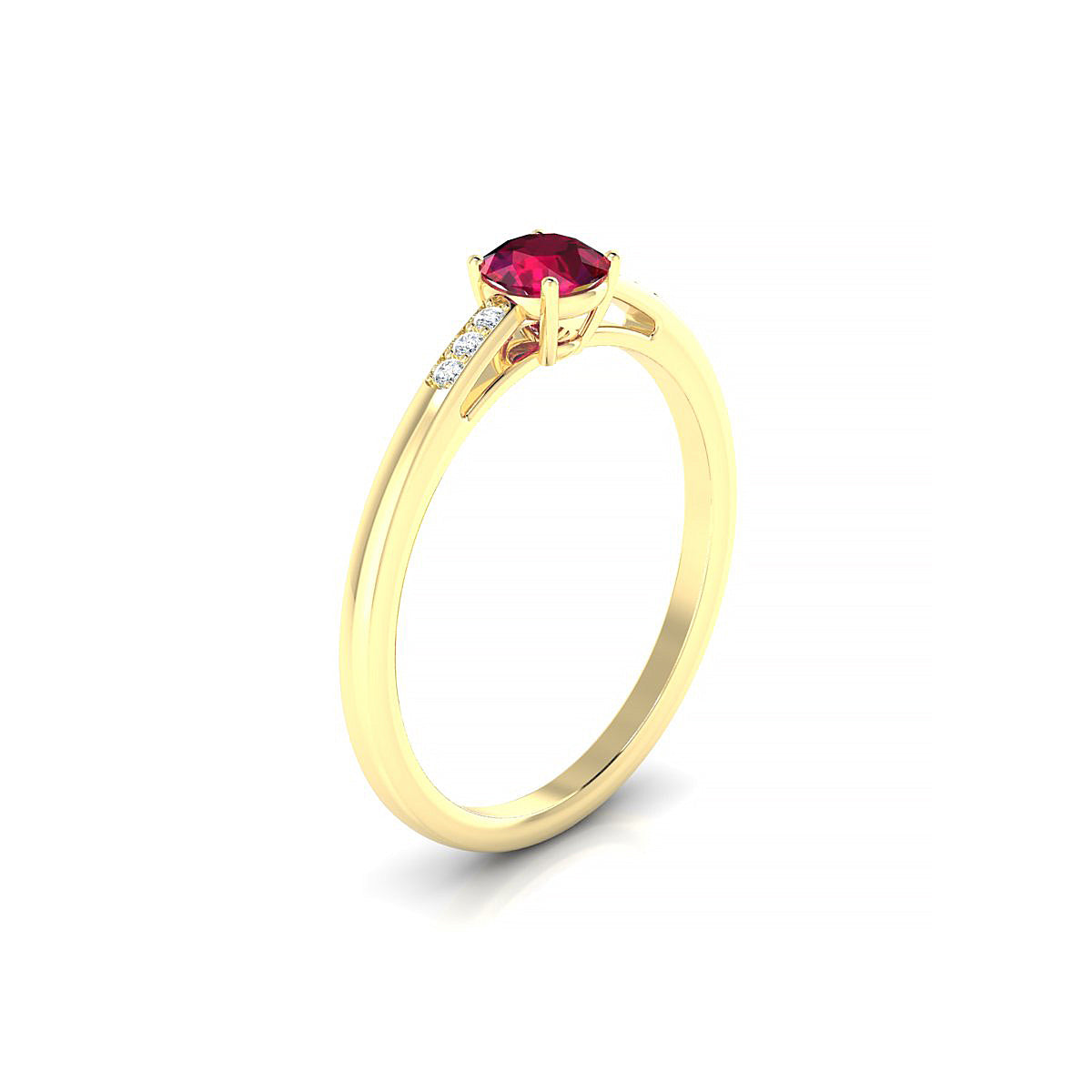 Exquisite | 18k Yellow Gold 4.5 mm Round Ruby Ring