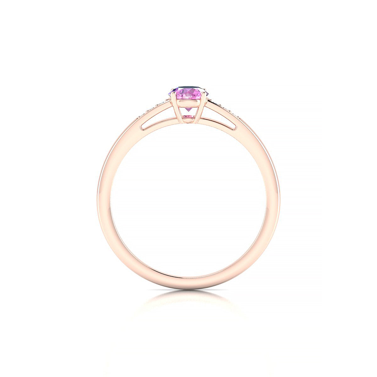 Exquisite | 18k Rose Gold 4.5 mm Round Pink Sapphire Ring