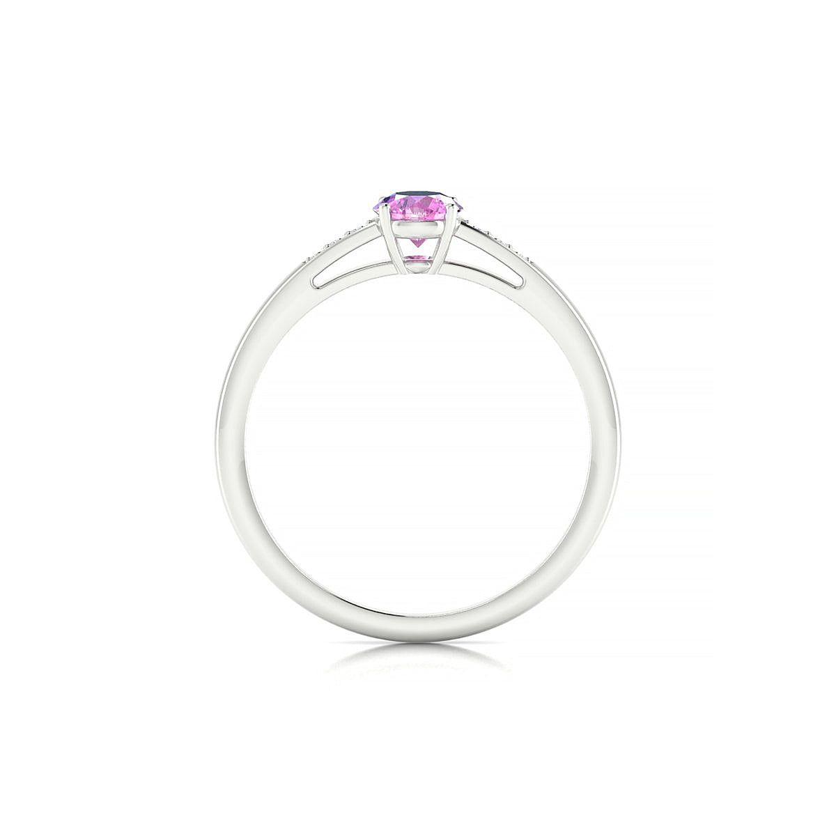 Exquisite | 18k White Gold 4.5 mm Round Pink Sapphire Ring