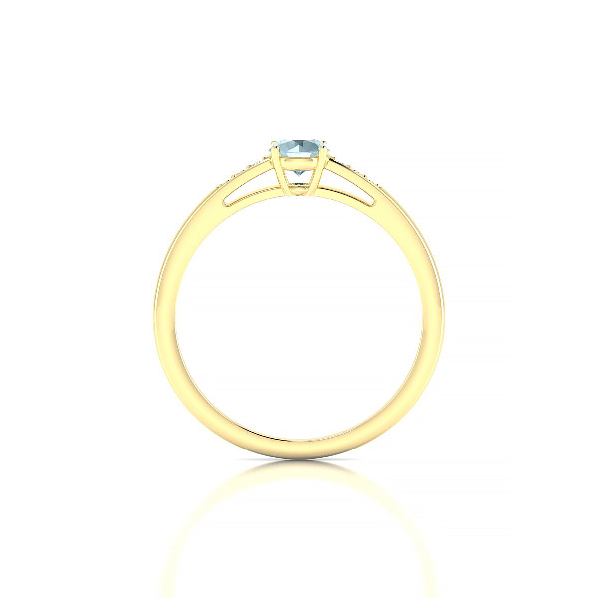 Exquisite | 18k Yellow Gold 4.5 mm Round Aquamarine Ring