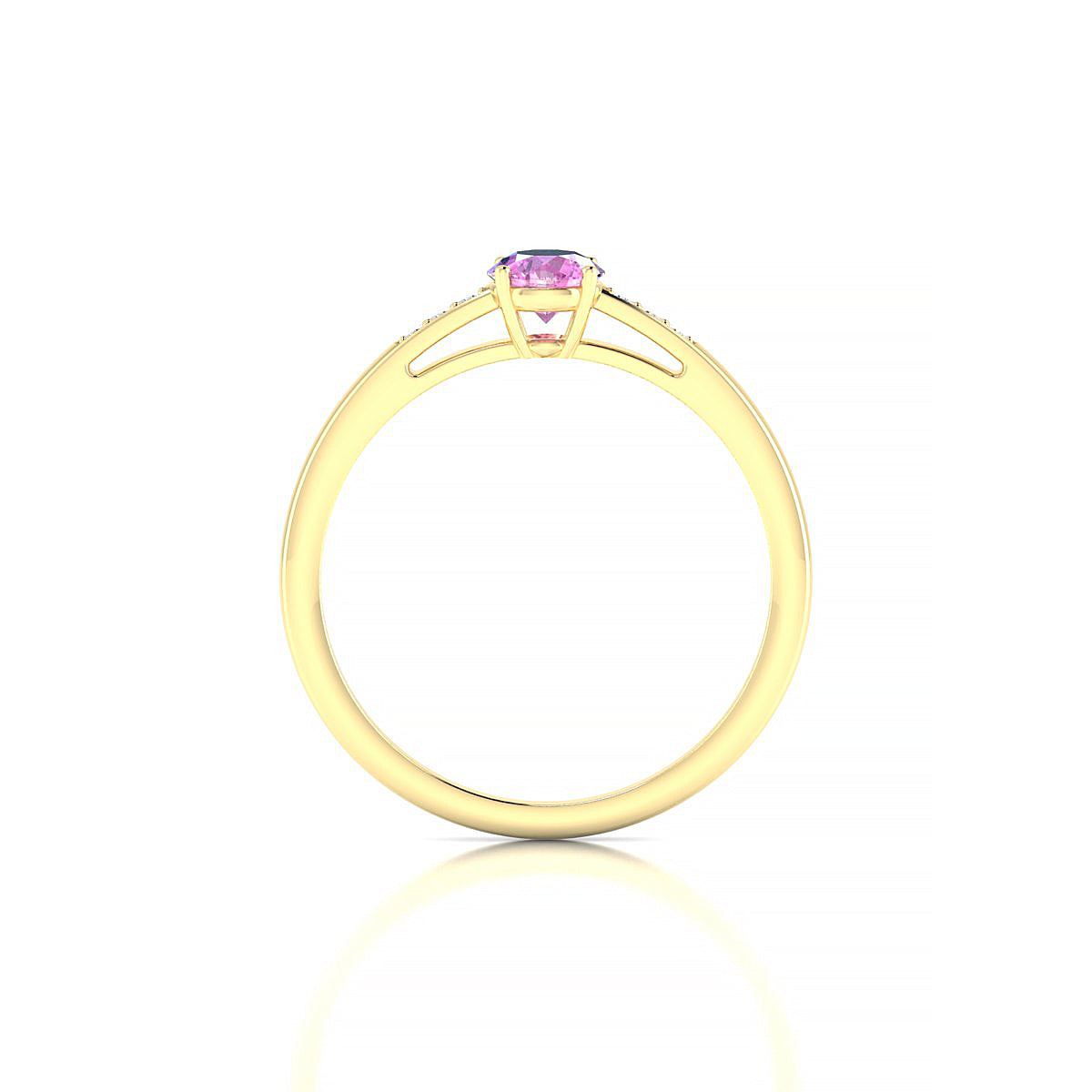 Exquisite | 18k Yellow Gold 4.5 mm Round Pink Sapphire Ring