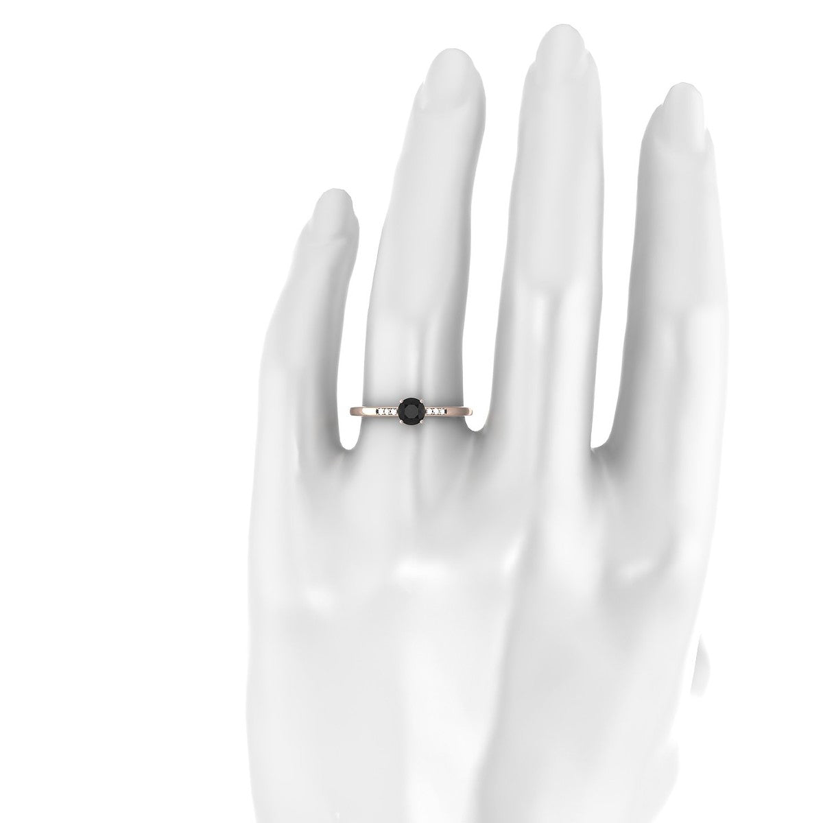Exquisite | 18k Rose Gold 4.5 mm Round Black Diamond Ring