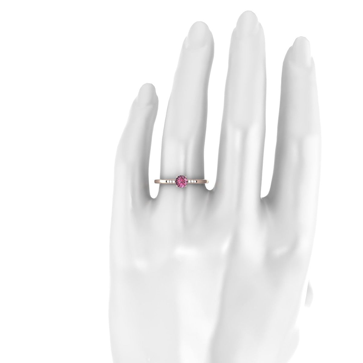 Exquisite | 18k Rose Gold 4.5 mm Round Rhodolite Ring