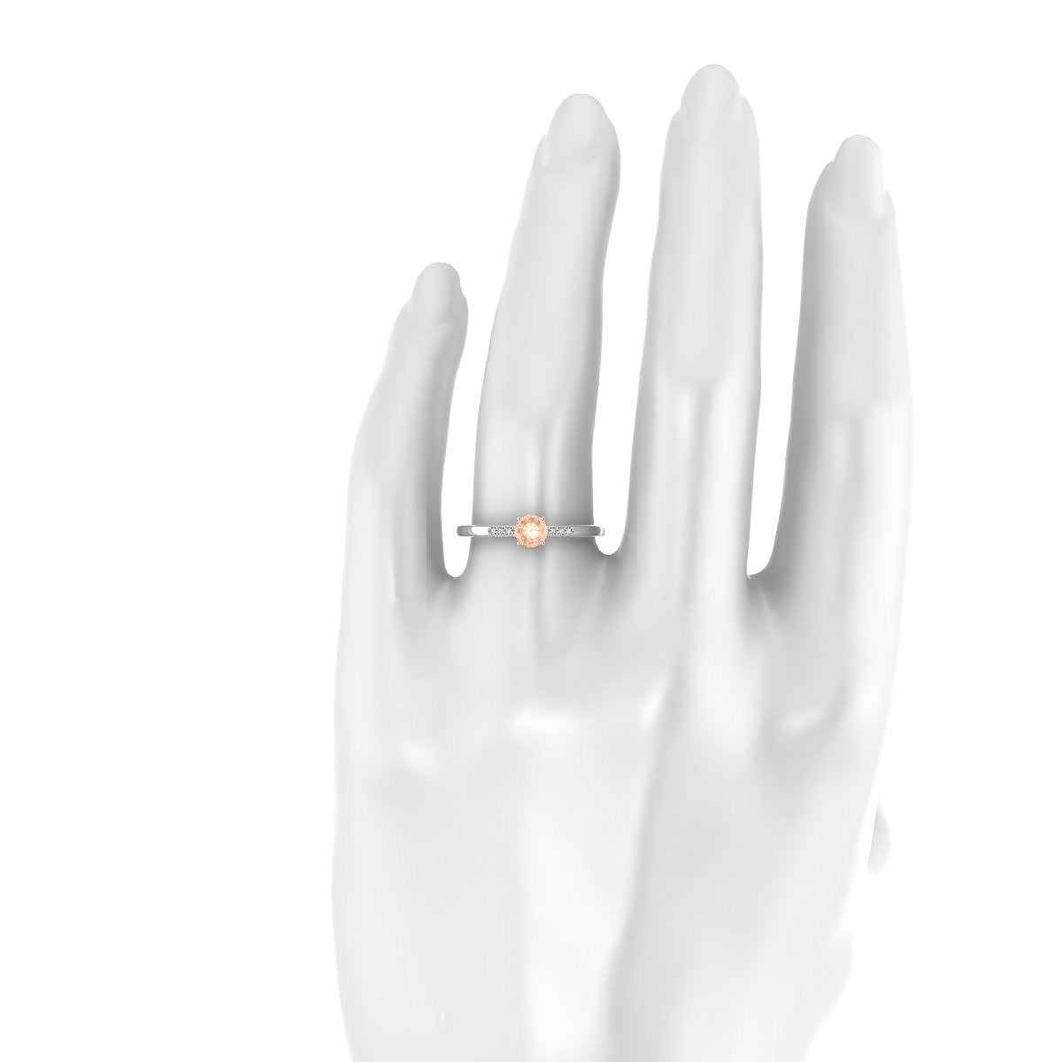 Exquisite | 18k White Gold 4.5 mm Round Morganite Ring