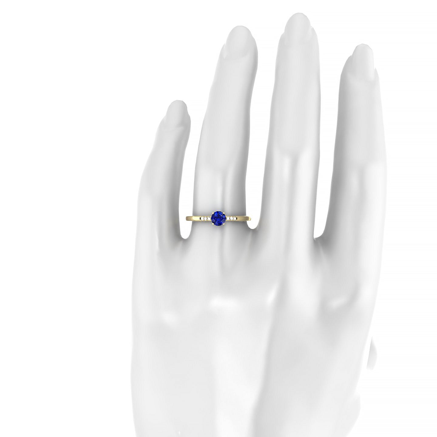 Exquisite | 18k Yellow Gold 4.5 mm Round Sapphire Ring
