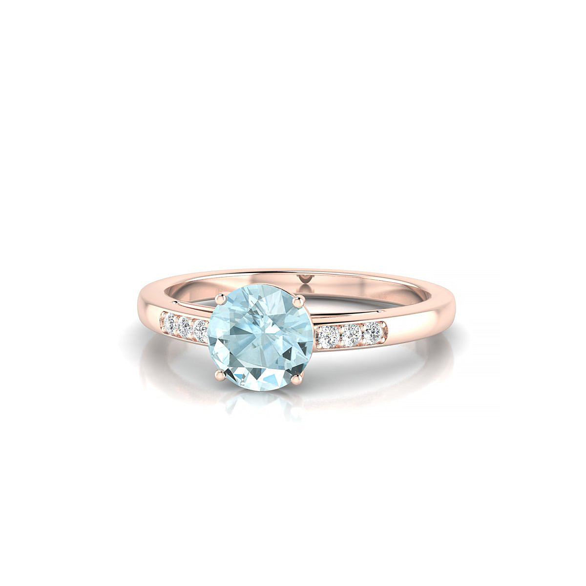 Exquisite | 18k Rose Gold 6 mm Round Aquamarine Ring