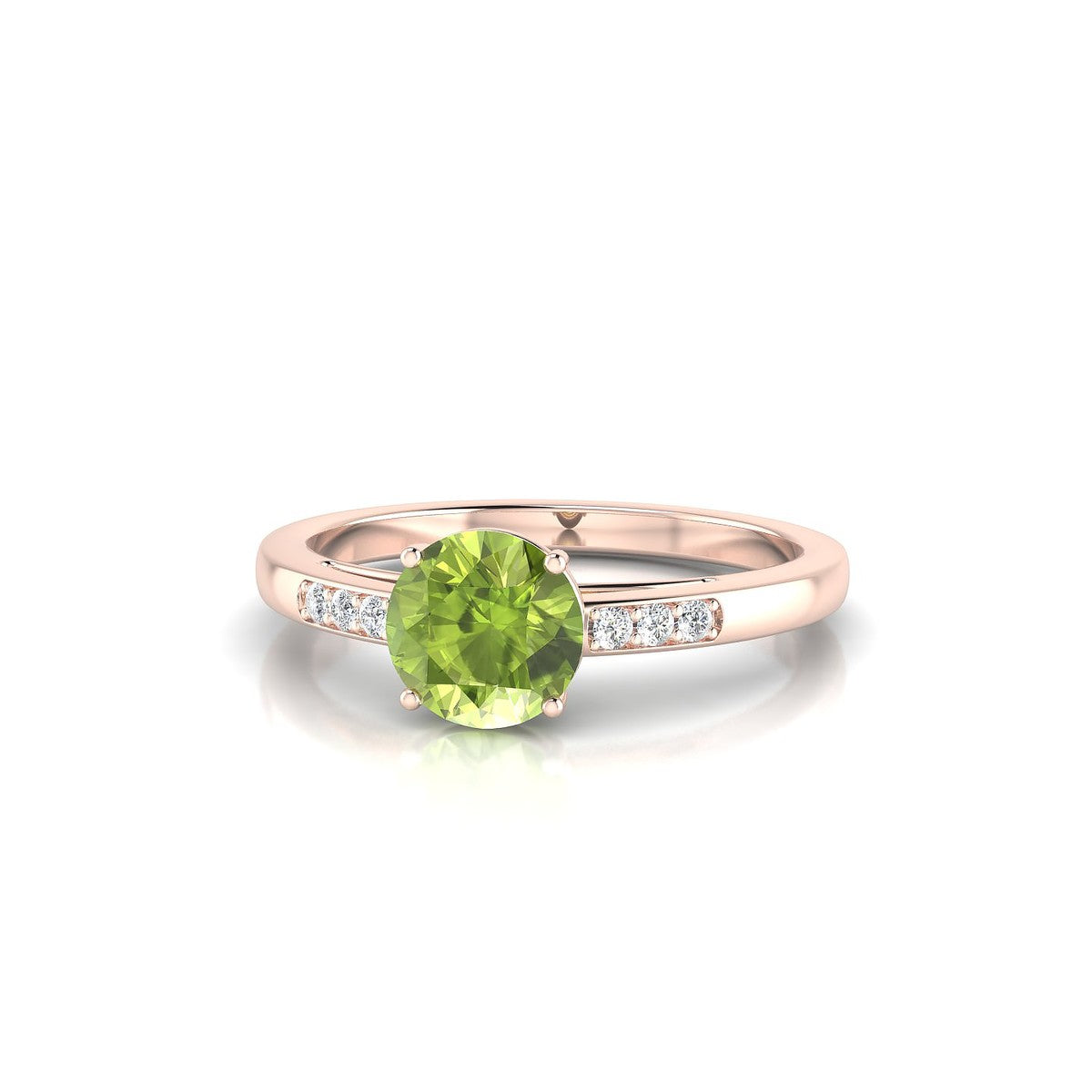 Exquisite | 18k Rose Gold 6 mm Round Peridot Ring