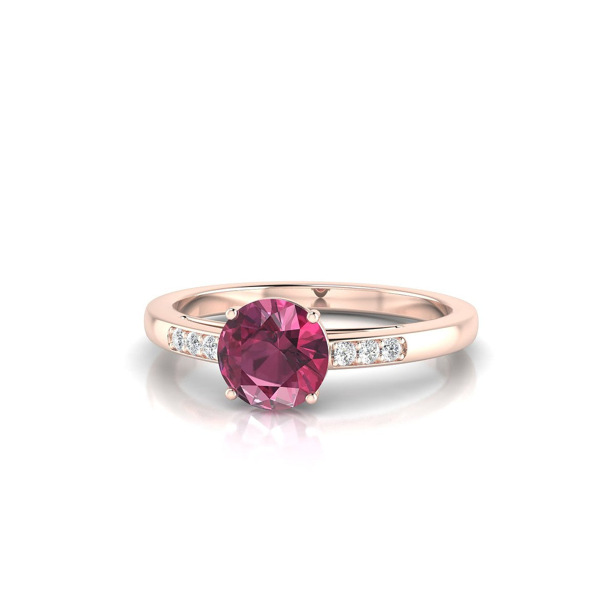 Exquisite | 18k Rose Gold 6 mm Round Rhodolite Ring