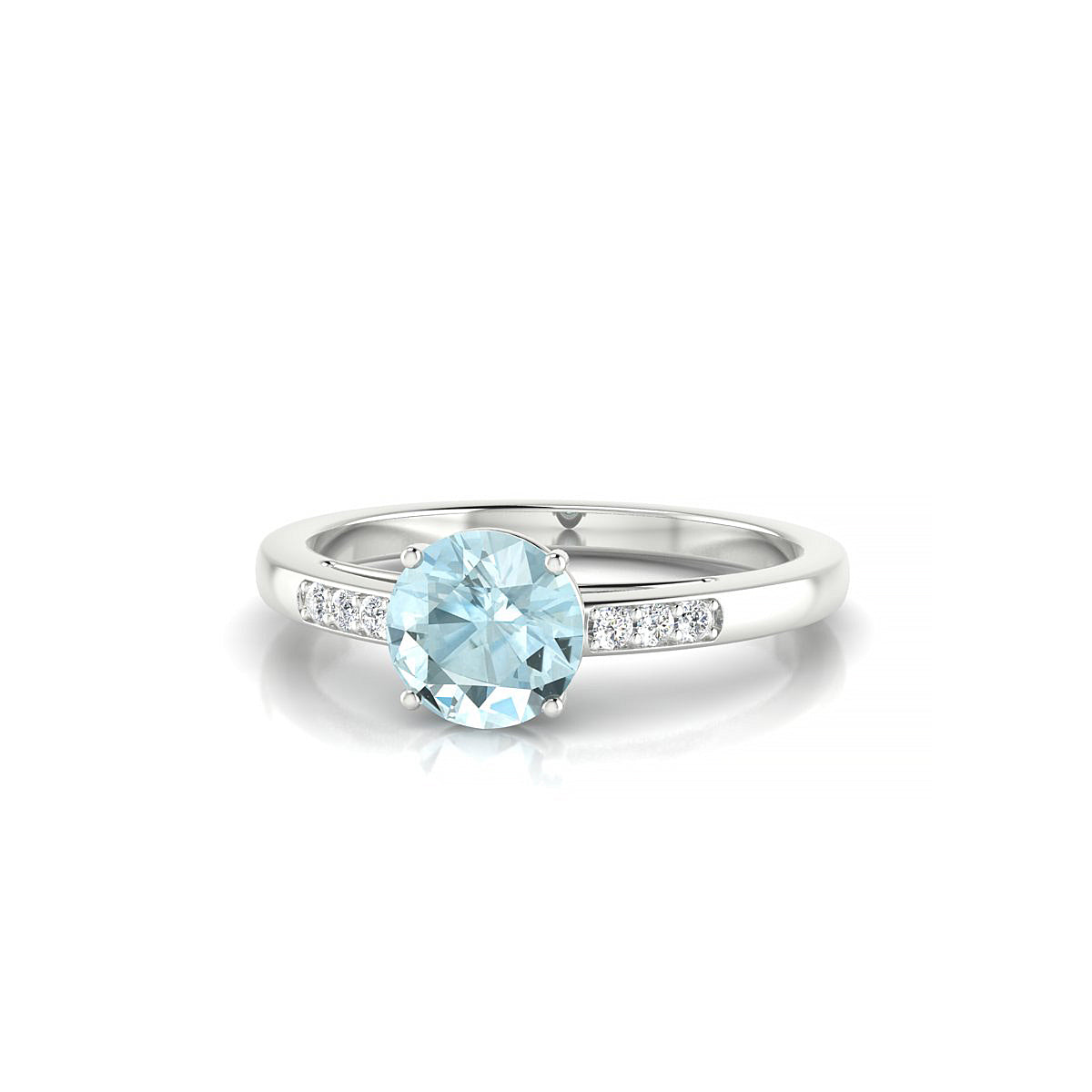 Exquisite | 18k White Gold 6 mm Round Aquamarine Ring