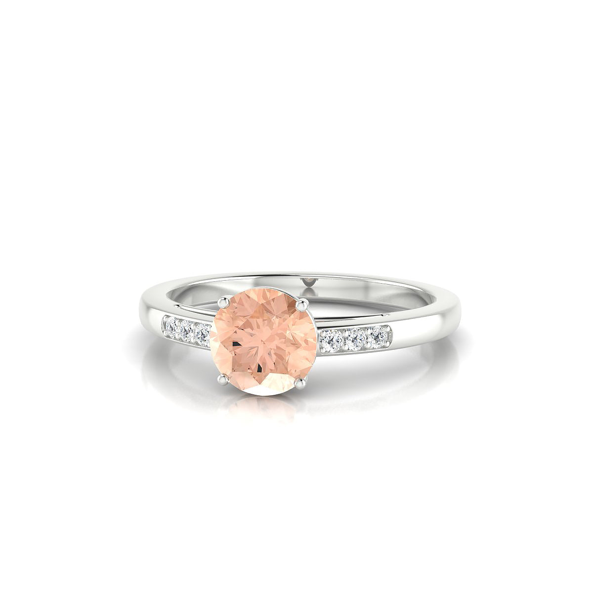 Exquisite | 18k White Gold 6 mm Round Morganite Ring