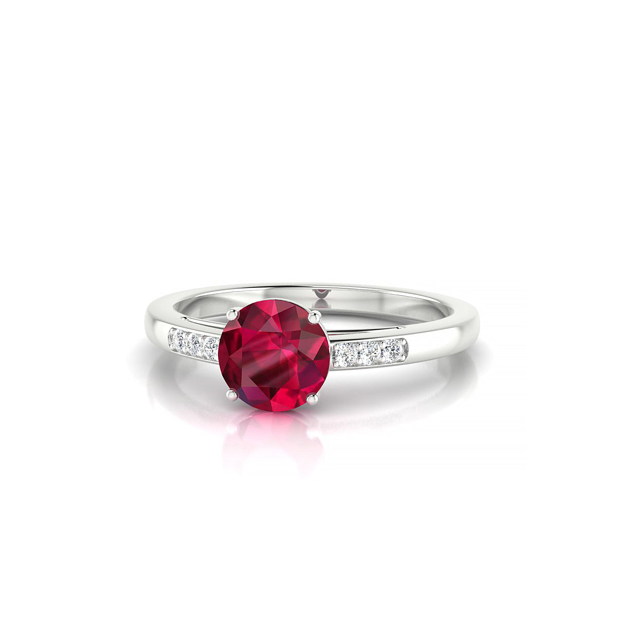 Exquisite | 18k White Gold 6 mm Round Ruby Ring