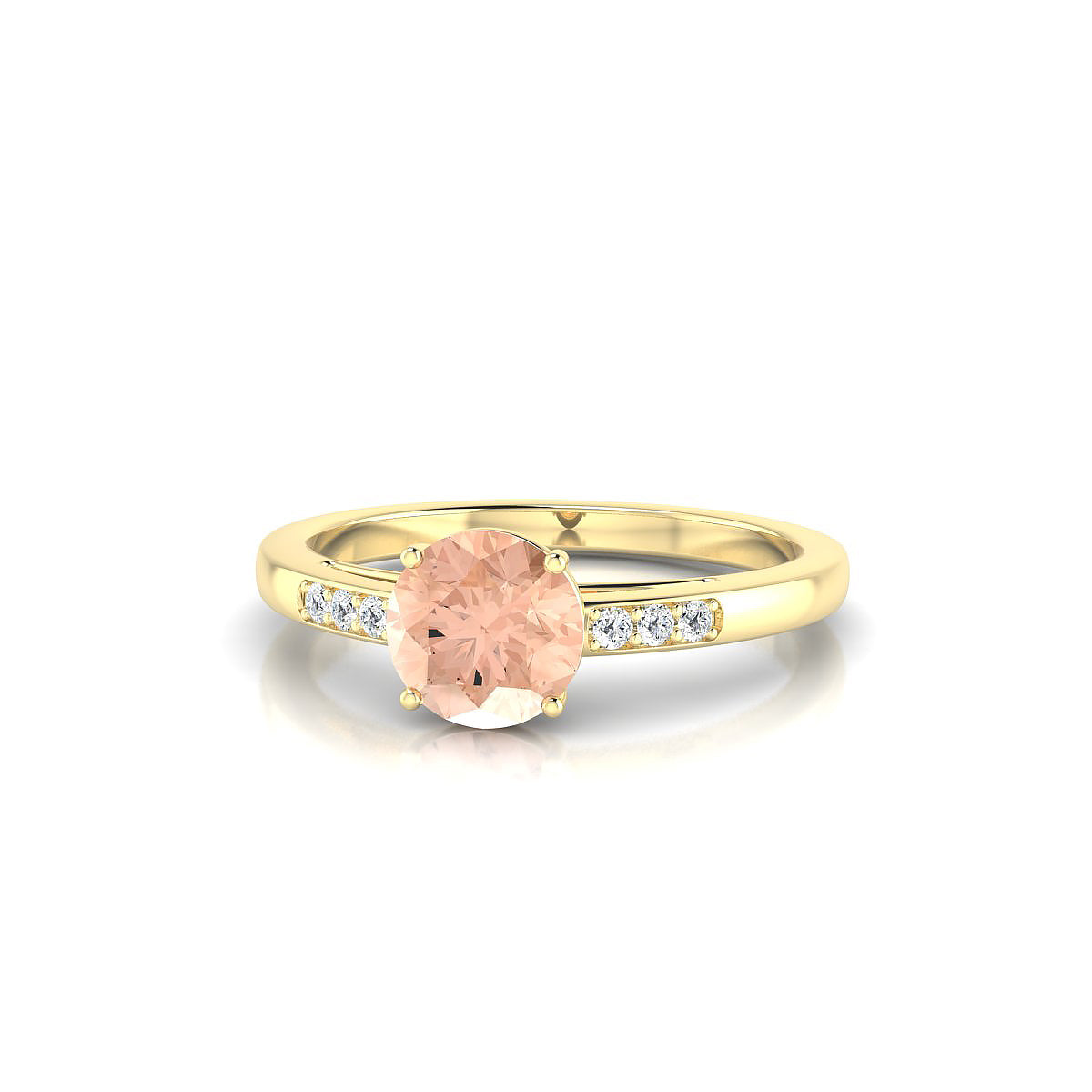 Exquisite | 18k Yellow Gold 6 mm Round Morganite Ring