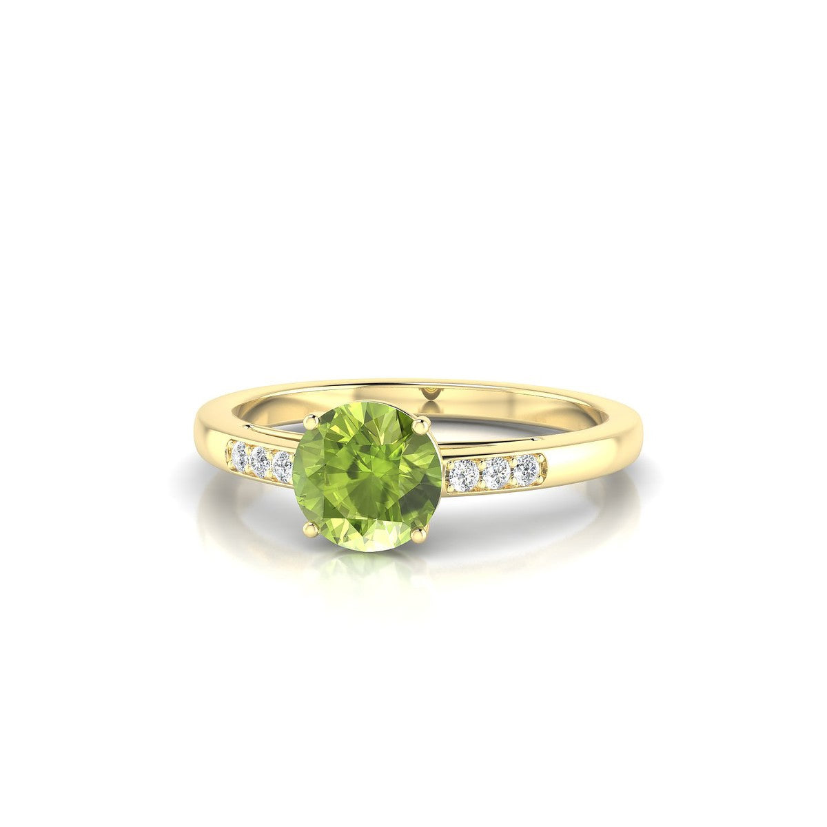 Exquisite | 18k Yellow Gold 6 mm Round Peridot Ring
